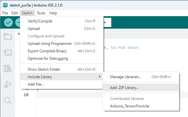 Add example zipfile to Arduino IDE